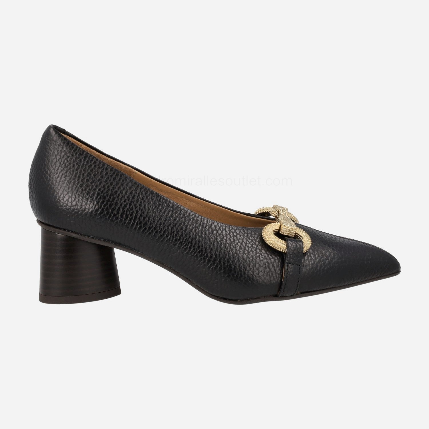 (image for) Garica heeled shoes in black leather with gold decoration | pedro miralles outlet-1804