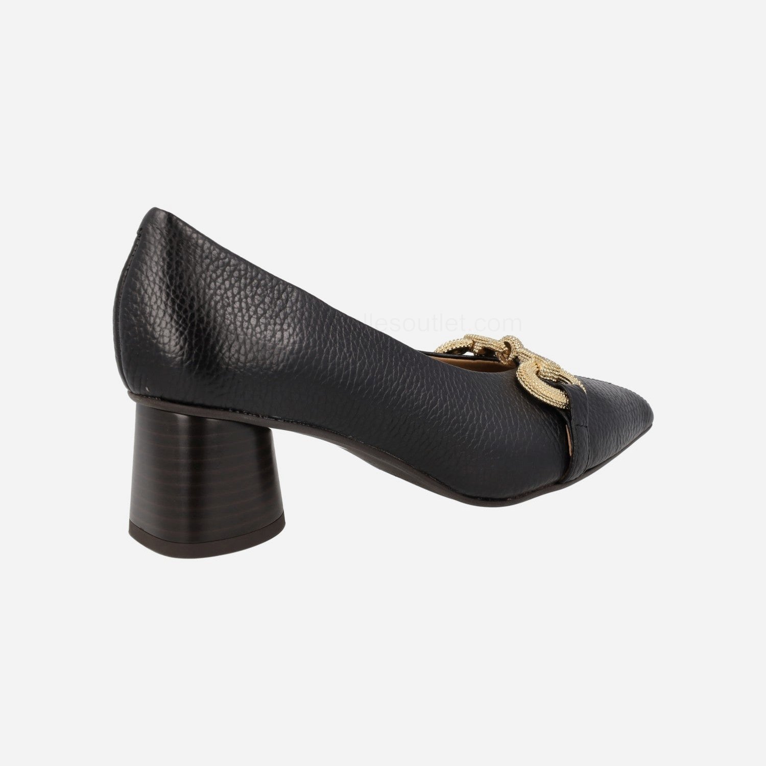 (image for) Garica heeled shoes in black leather with gold decoration | pedro miralles outlet-1804