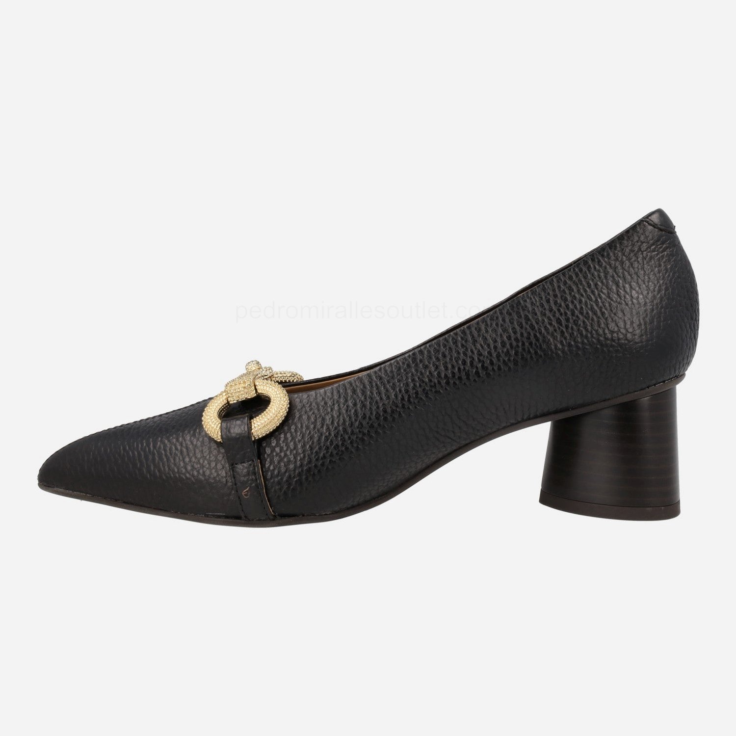 (image for) Garica heeled shoes in black leather with gold decoration | pedro miralles outlet-1804