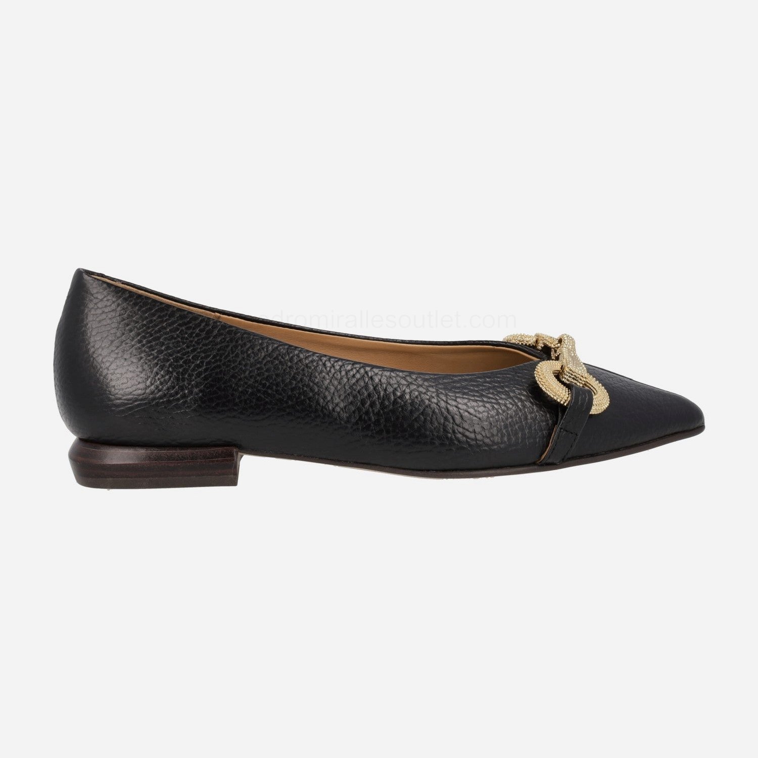(image for) Meroua black leather ballerinas with gold detail | pedro miralles outlet-1803