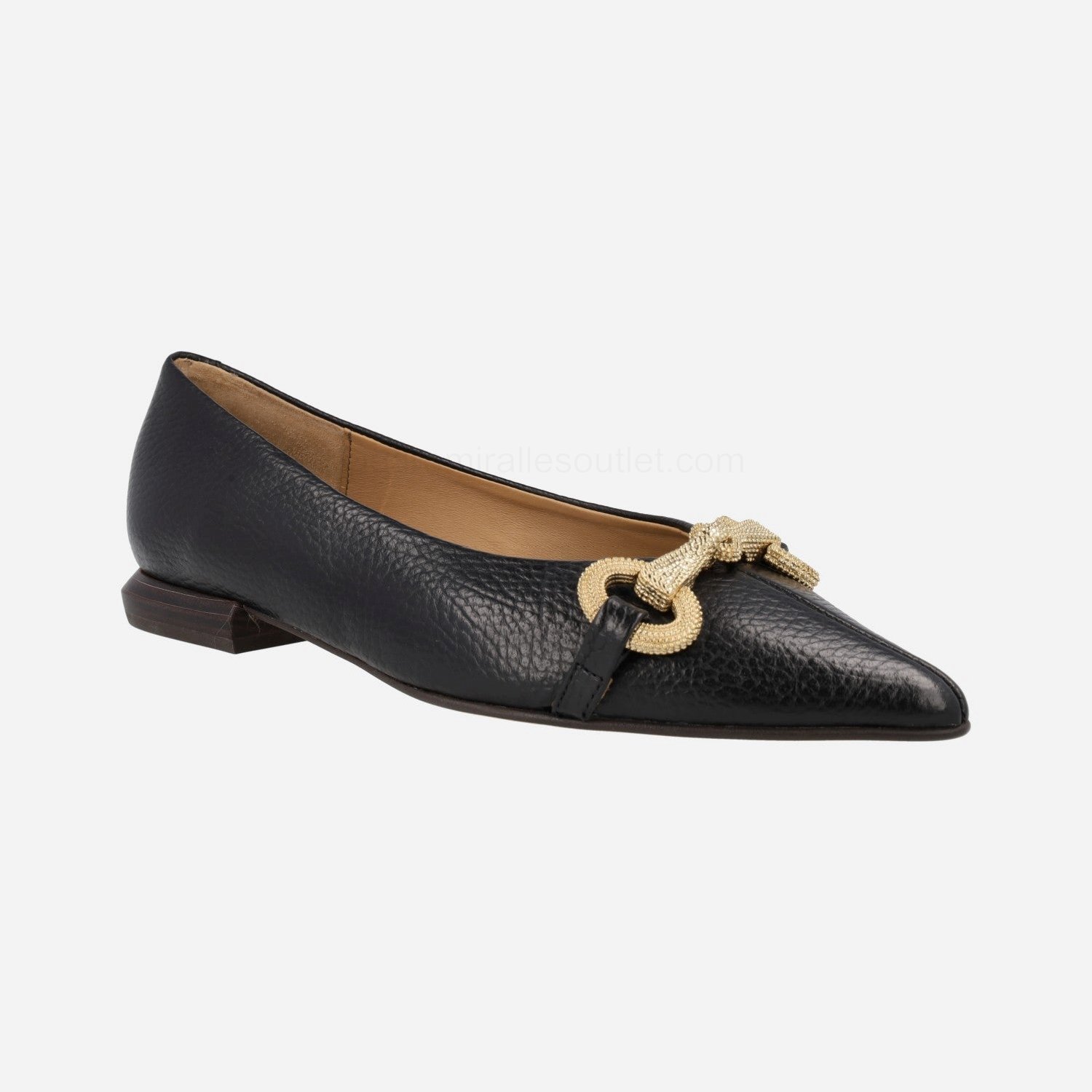 (image for) Meroua black leather ballerinas with gold detail | pedro miralles outlet-1803