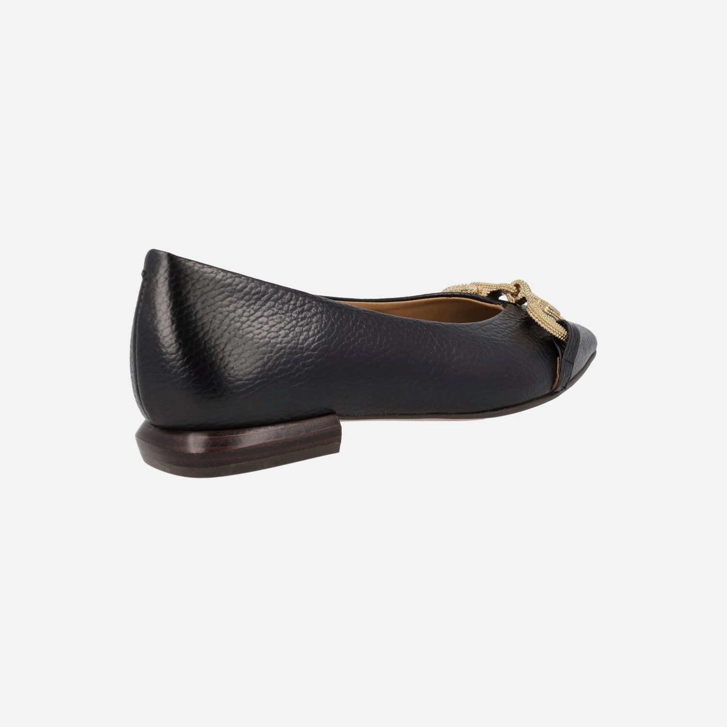 (image for) Meroua black leather ballerinas with gold detail | pedro miralles outlet-1803