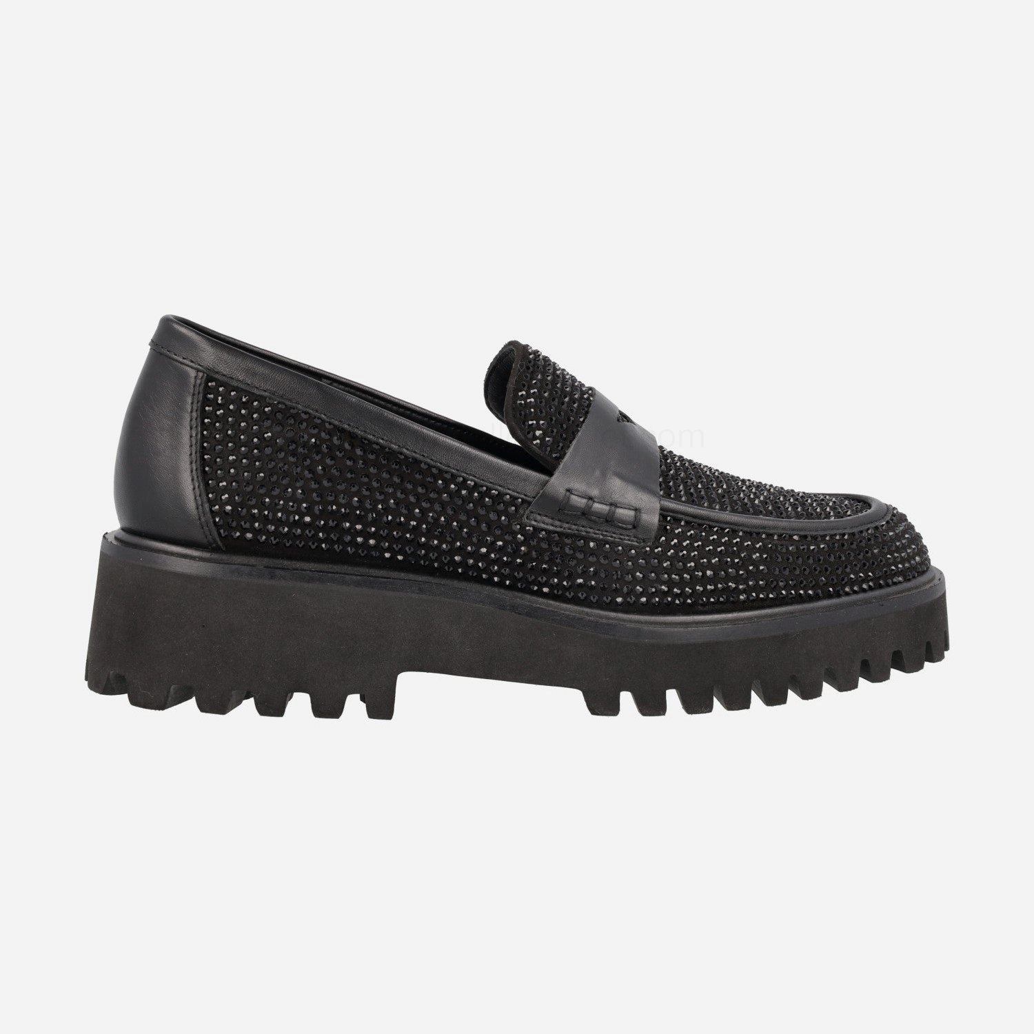 (image for) Black loafers with track sole and strass details | pedro miralles outlet-1798