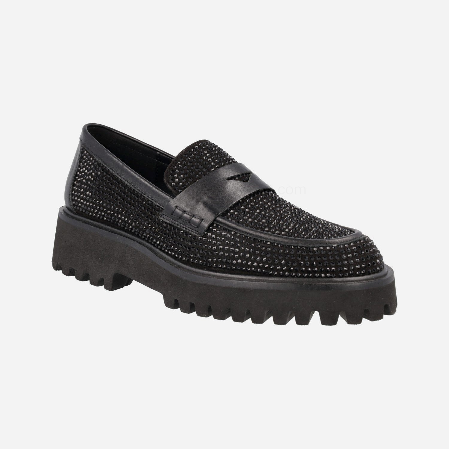 (image for) Black loafers with track sole and strass details | pedro miralles outlet-1798