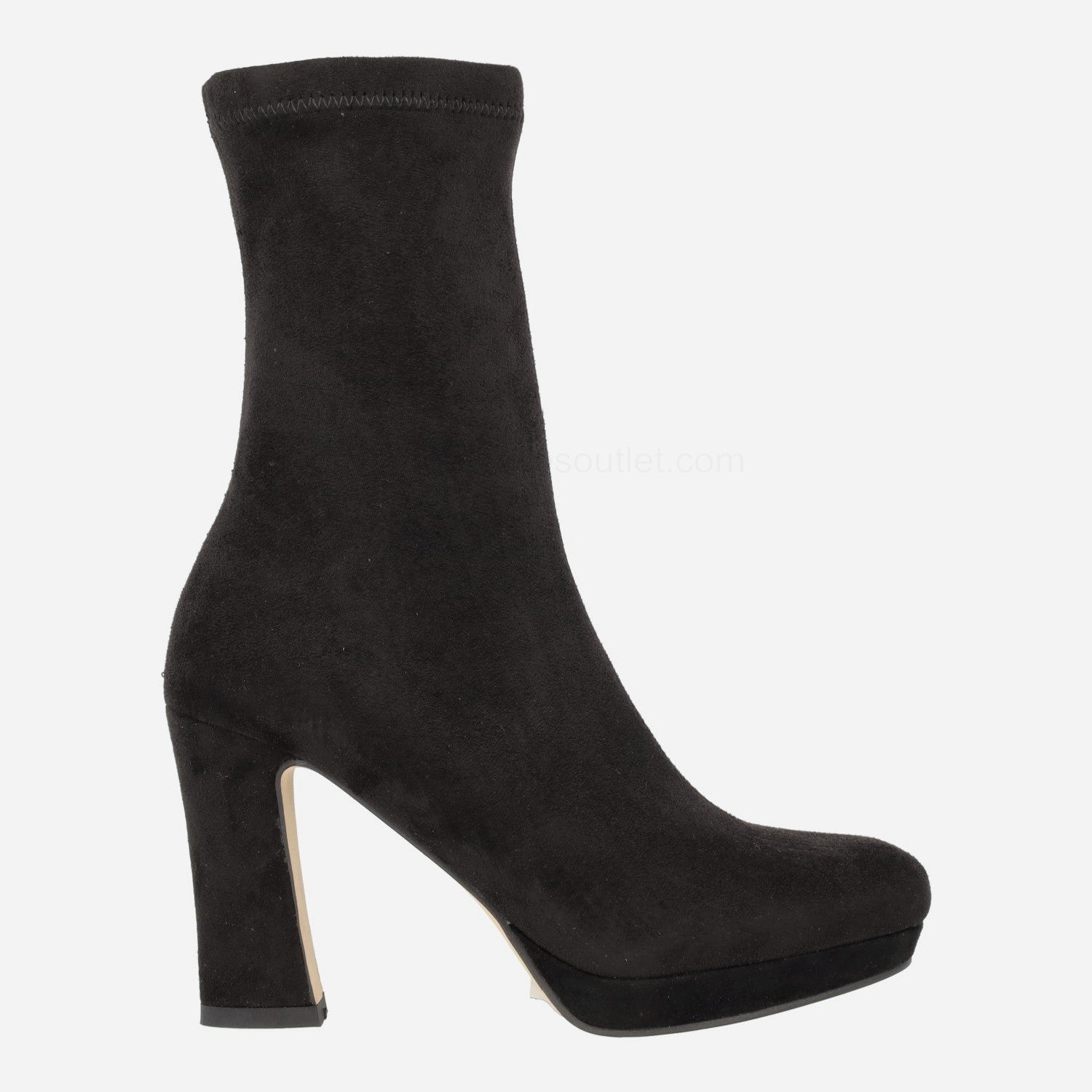 (image for) Black suede texture elastic fabric ankle boots with high heel and plat | pedro miralles outlet-1793