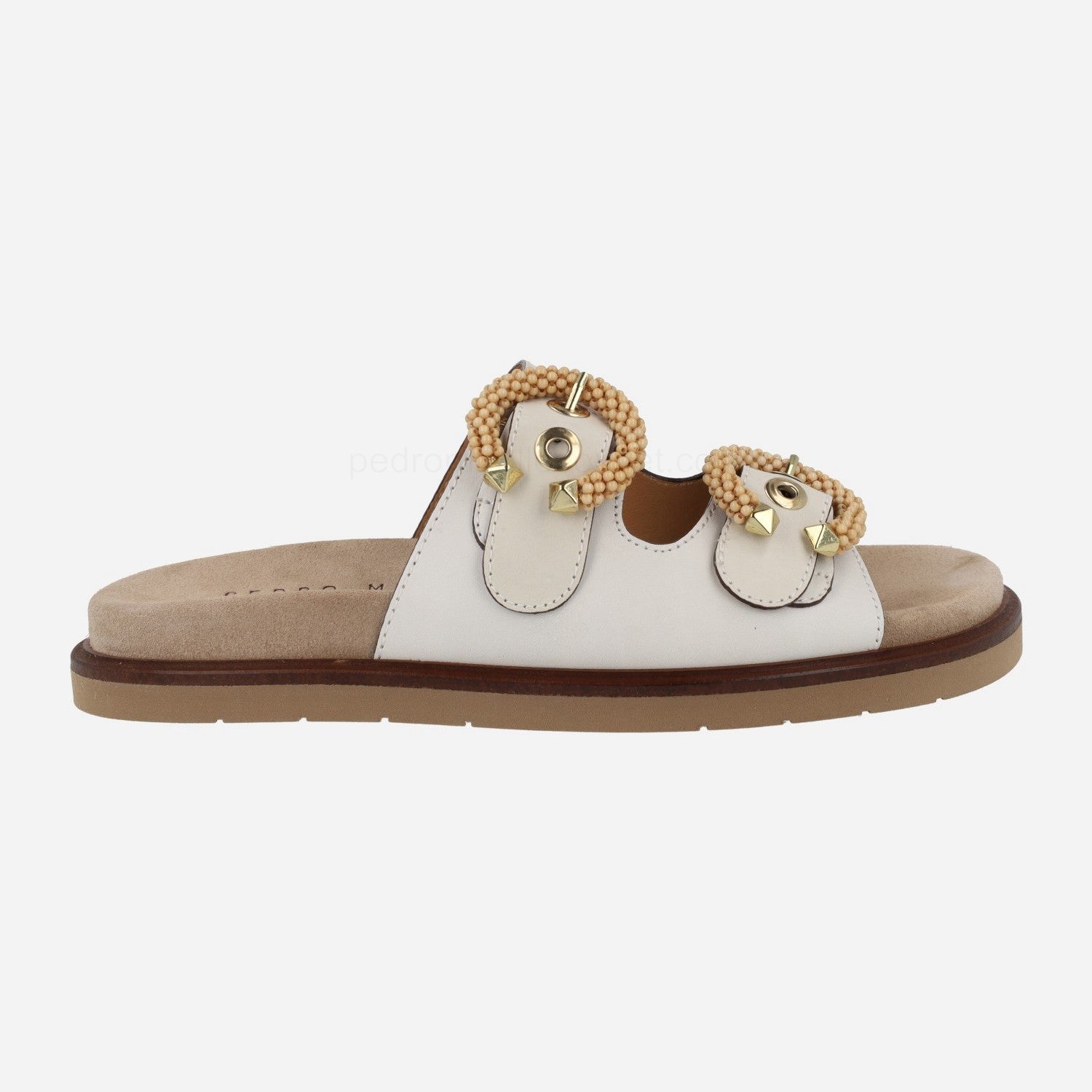 (image for) Flat leather sandals with fantasy buckles Pori | pedro miralles outlet-1777
