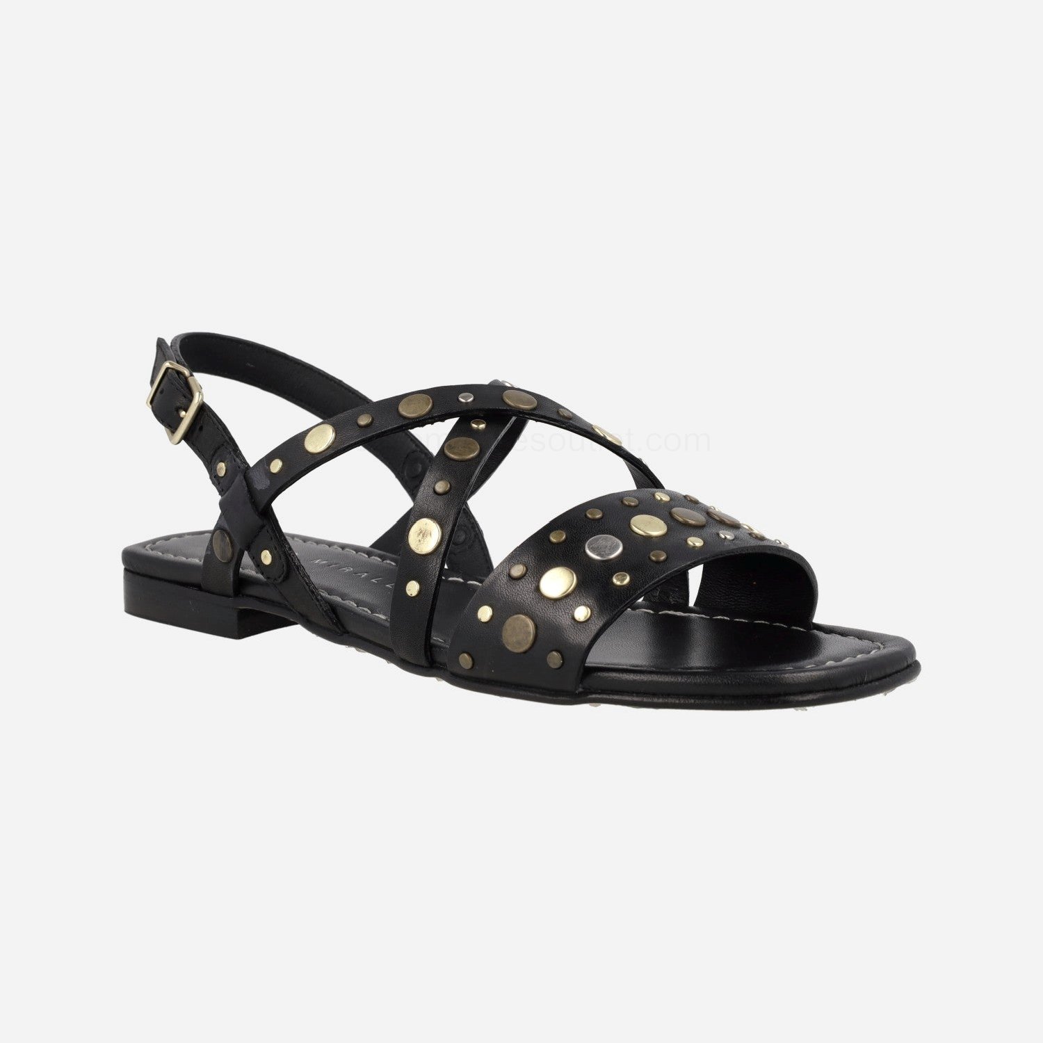 (image for) Alcudia Flat Leather sandals with metal studs | pedro miralles outlet-1775