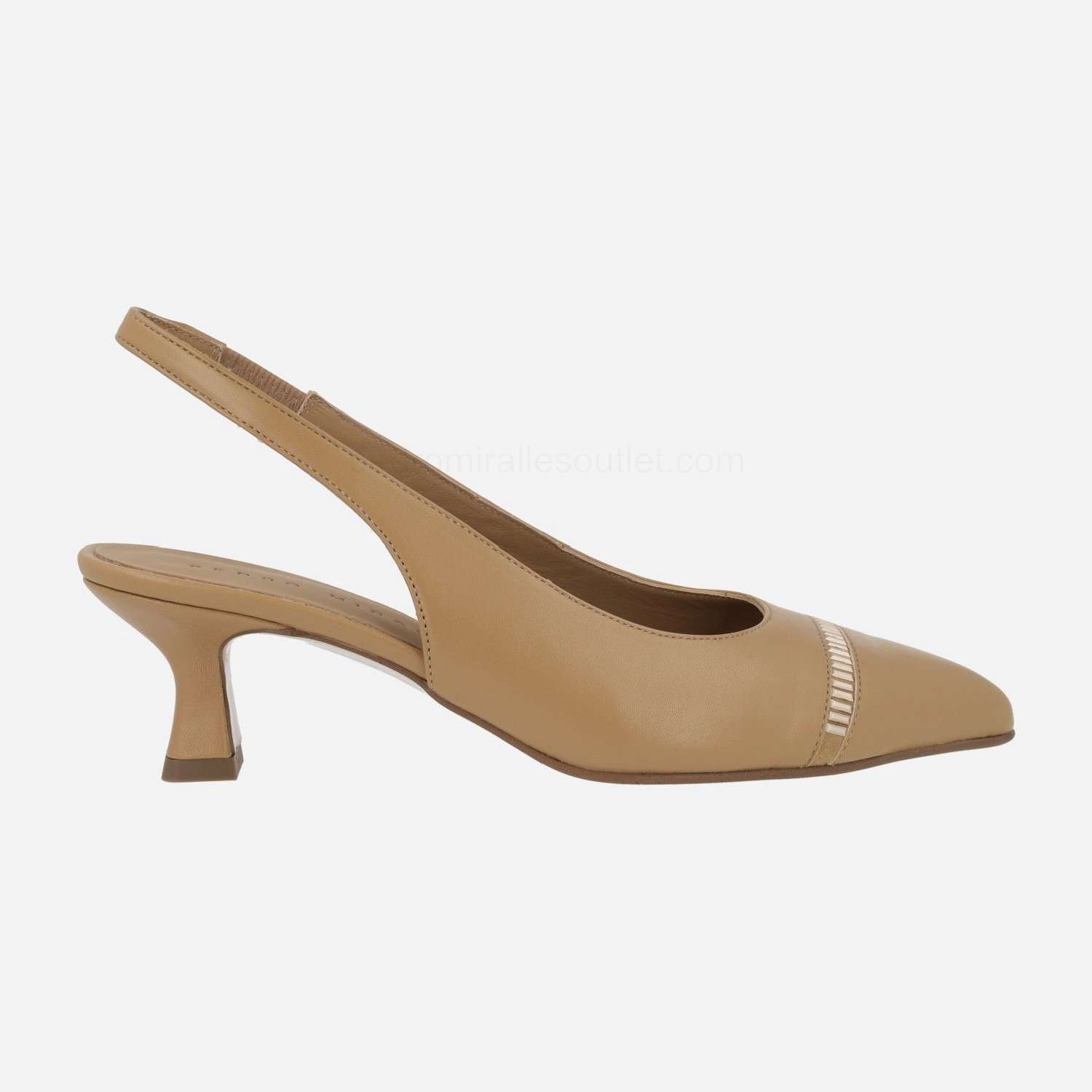 (image for) Camel leather open heel pumps with golden details | pedro miralles outlet-1767