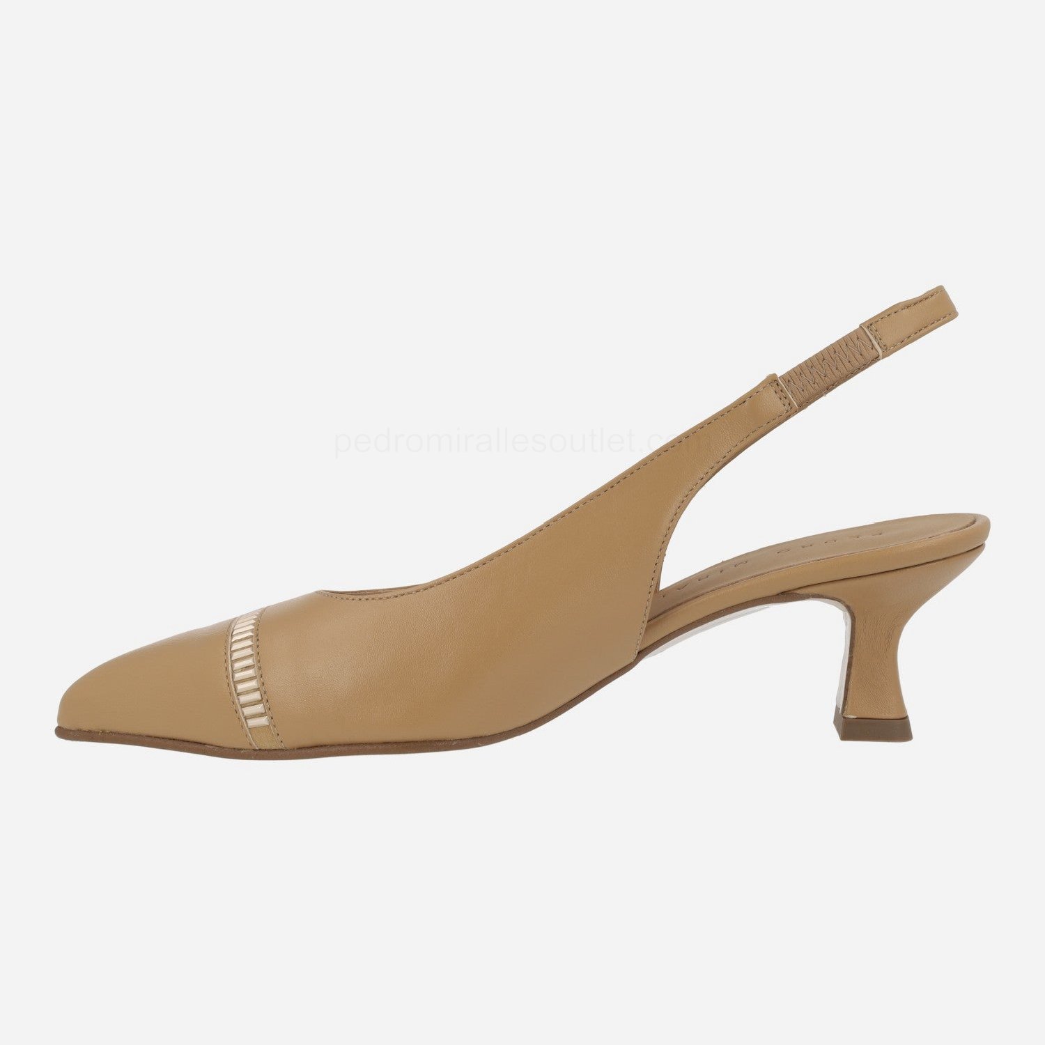 (image for) Camel leather open heel pumps with golden details | pedro miralles outlet-1767