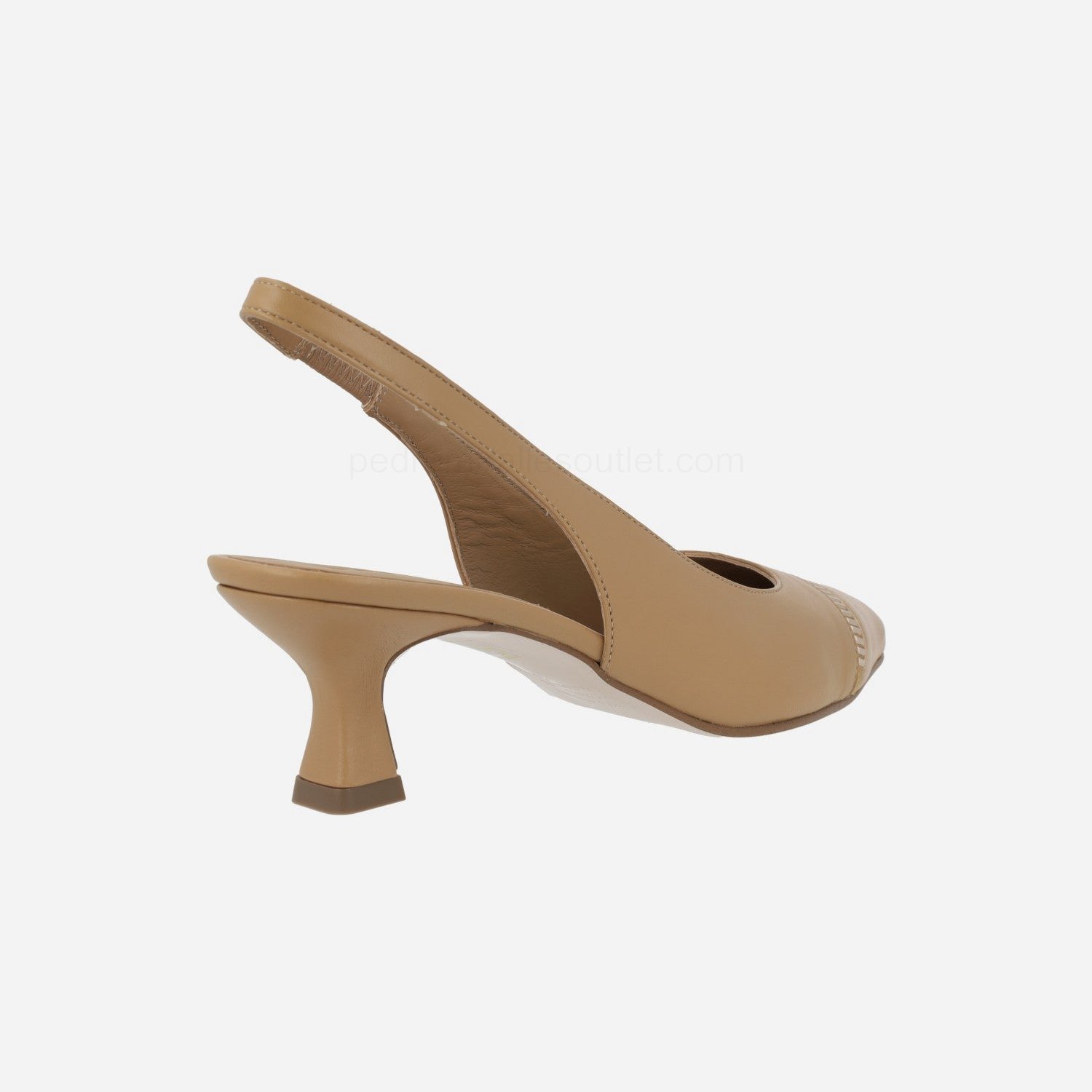 (image for) Camel leather open heel pumps with golden details | pedro miralles outlet-1767