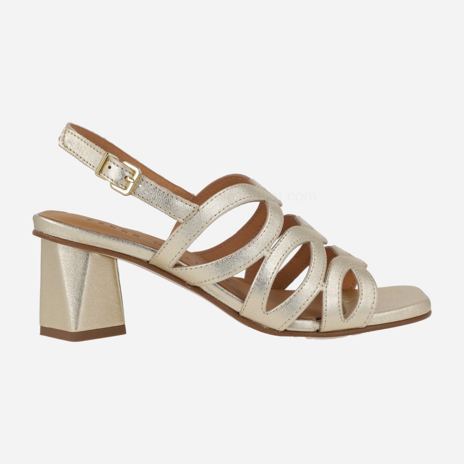 (image for) Platinum Metallic Leather Sandals with geometric heels | pedro miralles outlet-1785