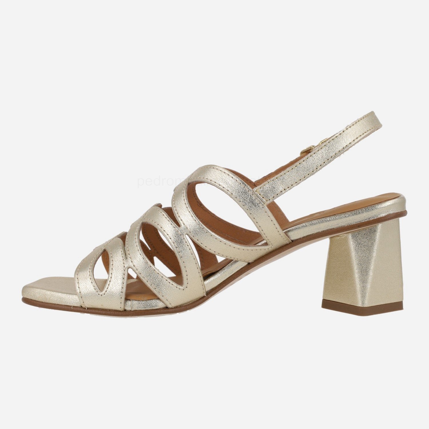 (image for) Platinum Metallic Leather Sandals with geometric heels | pedro miralles outlet-1785