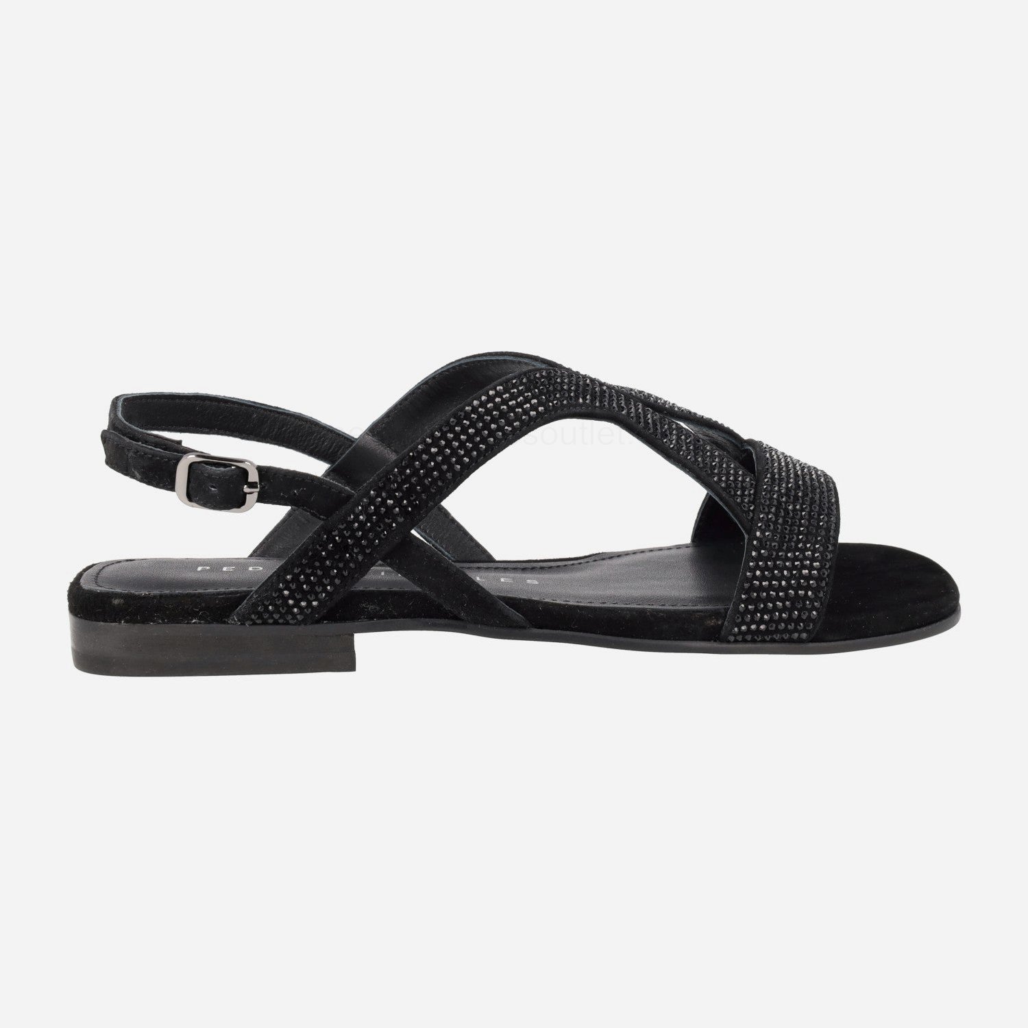 (image for) Black flat sandals with strass coverage | pedro miralles outlet-1760